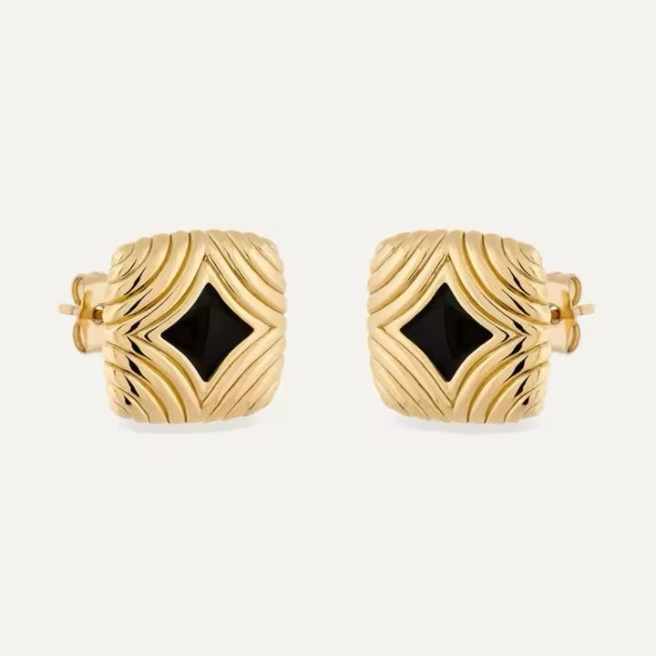 VINTAGE NOIR ART DÉCO STUD EARRINGS
