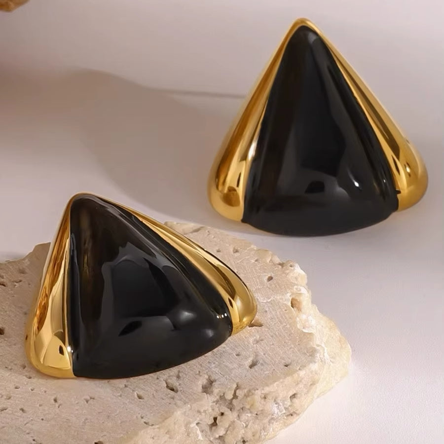 VINTAGE BLACK PYRAMID STUD EARRINGS