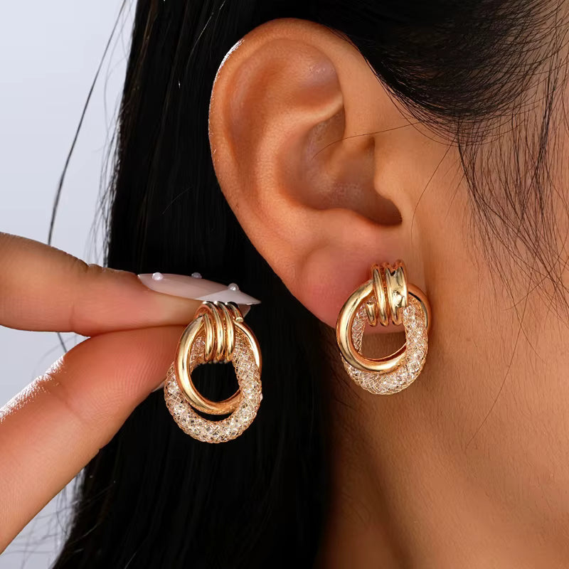 CRYSTAL LINK HOOPS EARRINGS