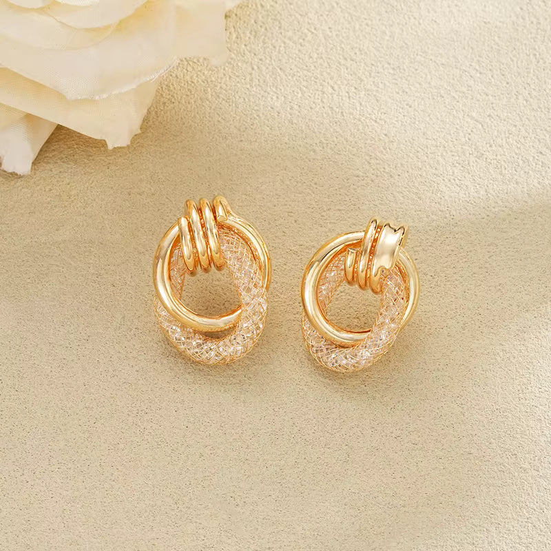 CRYSTAL LINK HOOPS EARRINGS
