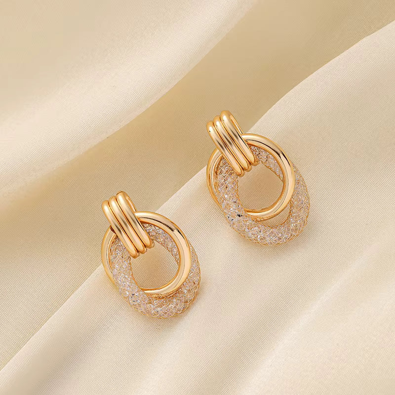 CRYSTAL LINK HOOPS EARRINGS