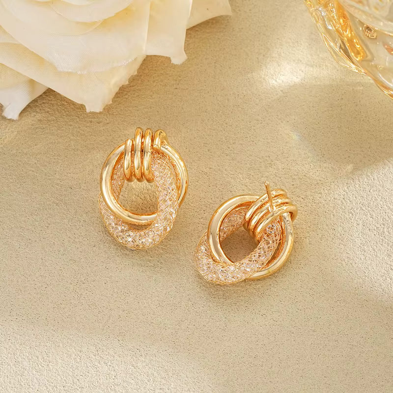 CRYSTAL LINK HOOPS EARRINGS
