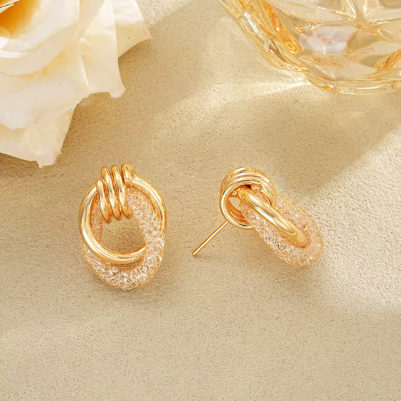 CRYSTAL LINK HOOPS EARRINGS