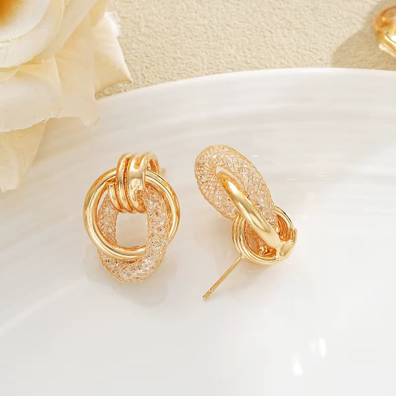 CRYSTAL LINK HOOPS EARRINGS