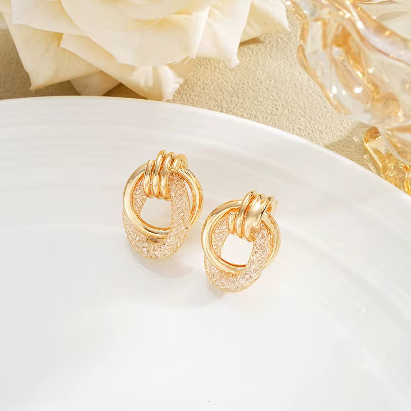 CRYSTAL LINK HOOPS EARRINGS