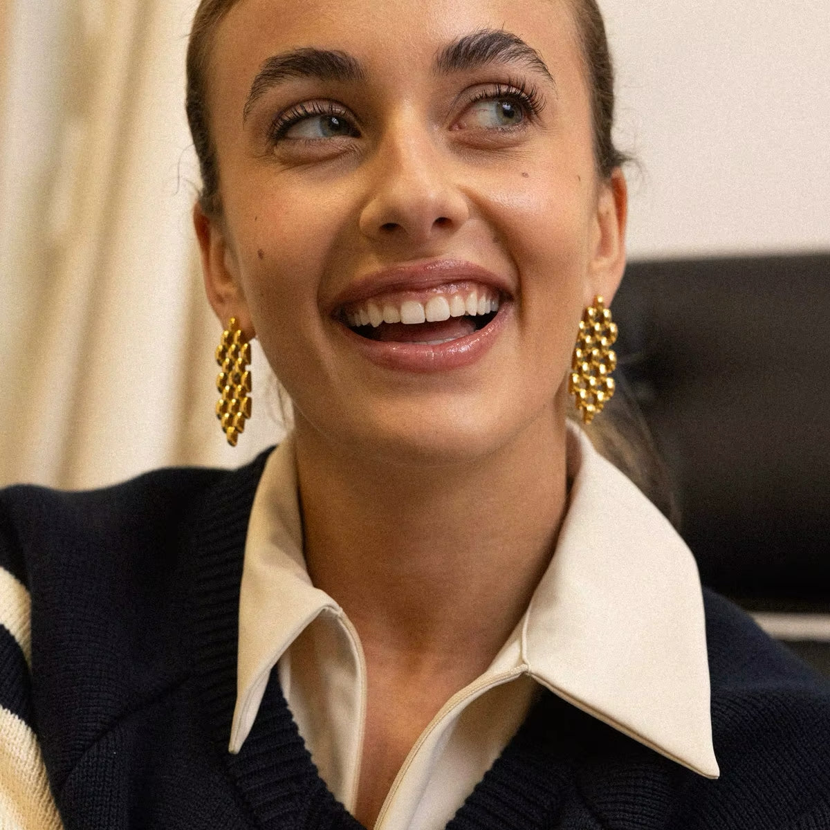 VINTAGE CHAIN CASCADE STATEMENT EARRINGS