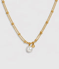 Pearl link layered necklace gold-plated stainless steel by Theviloa