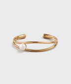 Pearl anchor cuff bracelet gold-plated stainless steel by Theviloa