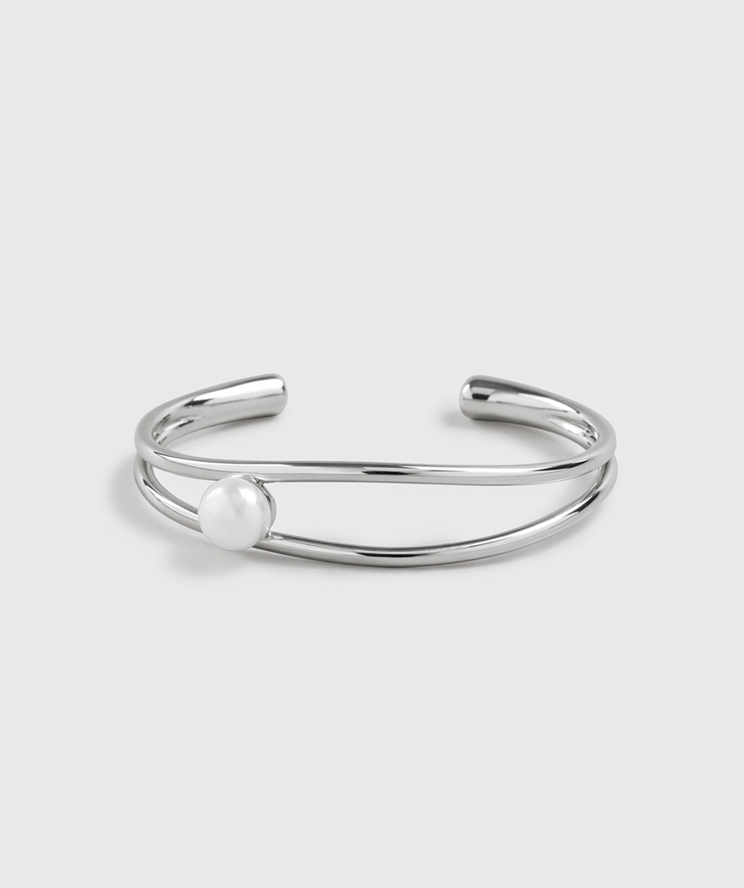 Pearl anchor cuff bracelet gold-plated stainless steel by Theviloa