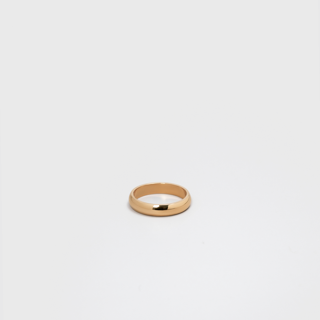 Gold ring on a light gray background