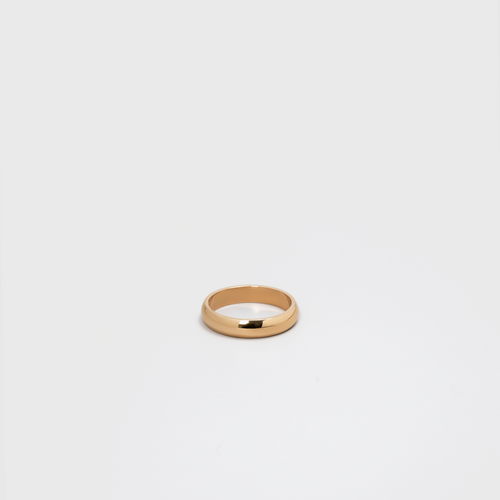 Gold ring on a light gray background