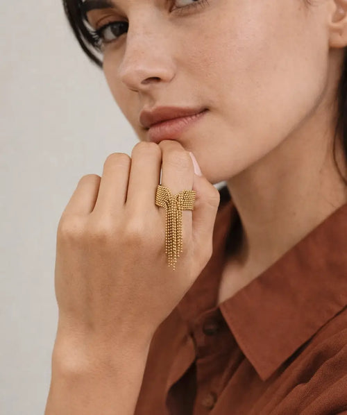 CASCADE SCULPTURAL FRINGE RING