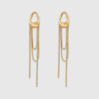 VILOA CHUTE gold sculptural earrings with draped chains