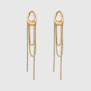 VILOA CHUTE gold sculptural earrings with draped chains