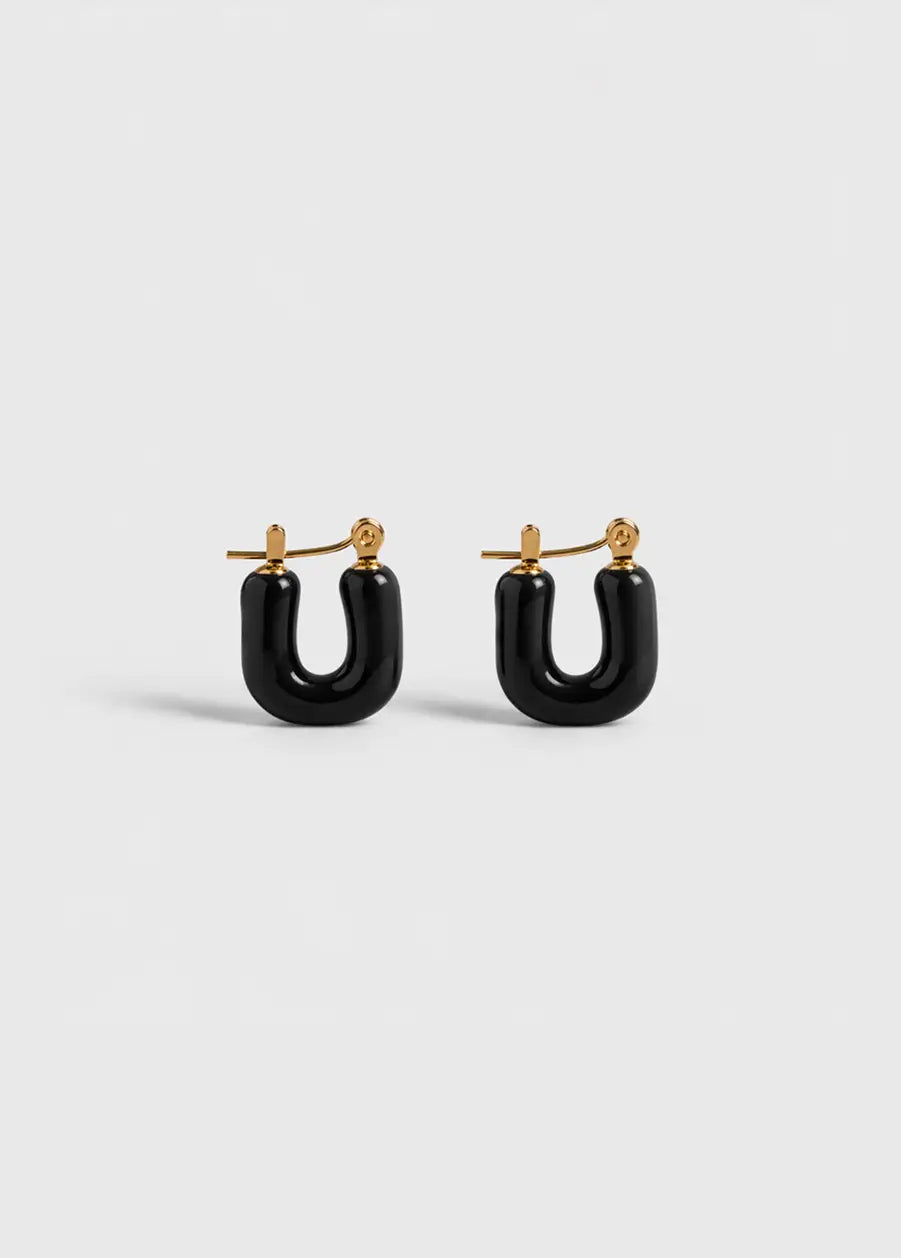 POP ONYX HOOP EARRINGS