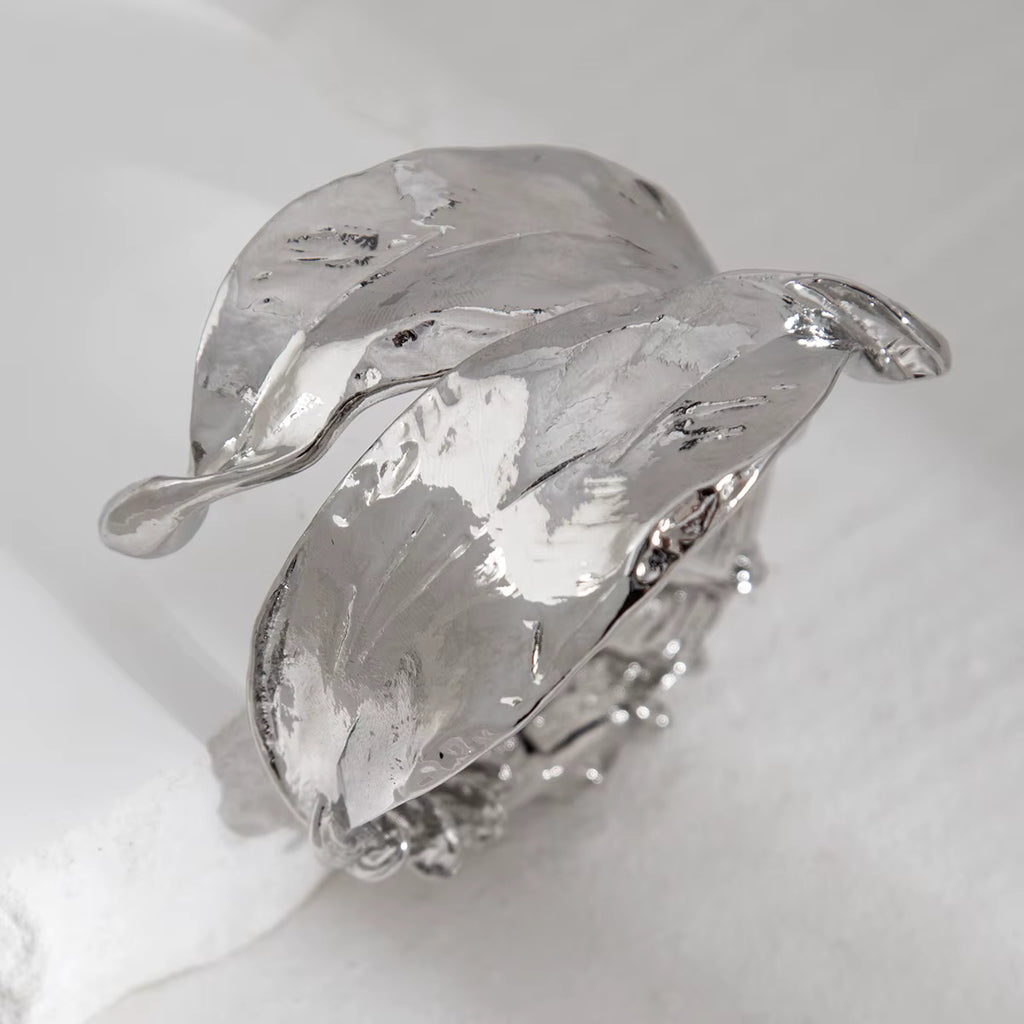 BOTANICA GILDED LEAF SCULPTURAL CUFF BRACELET