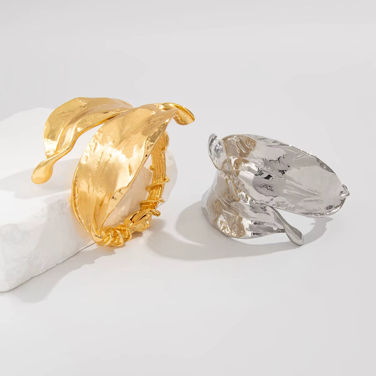 BOTANICA GILDED LEAF SCULPTURAL CUFF BRACELET
