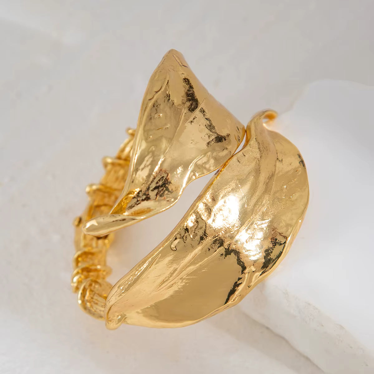 BOTANICA GILDED LEAF SCULPTURAL CUFF BRACELET