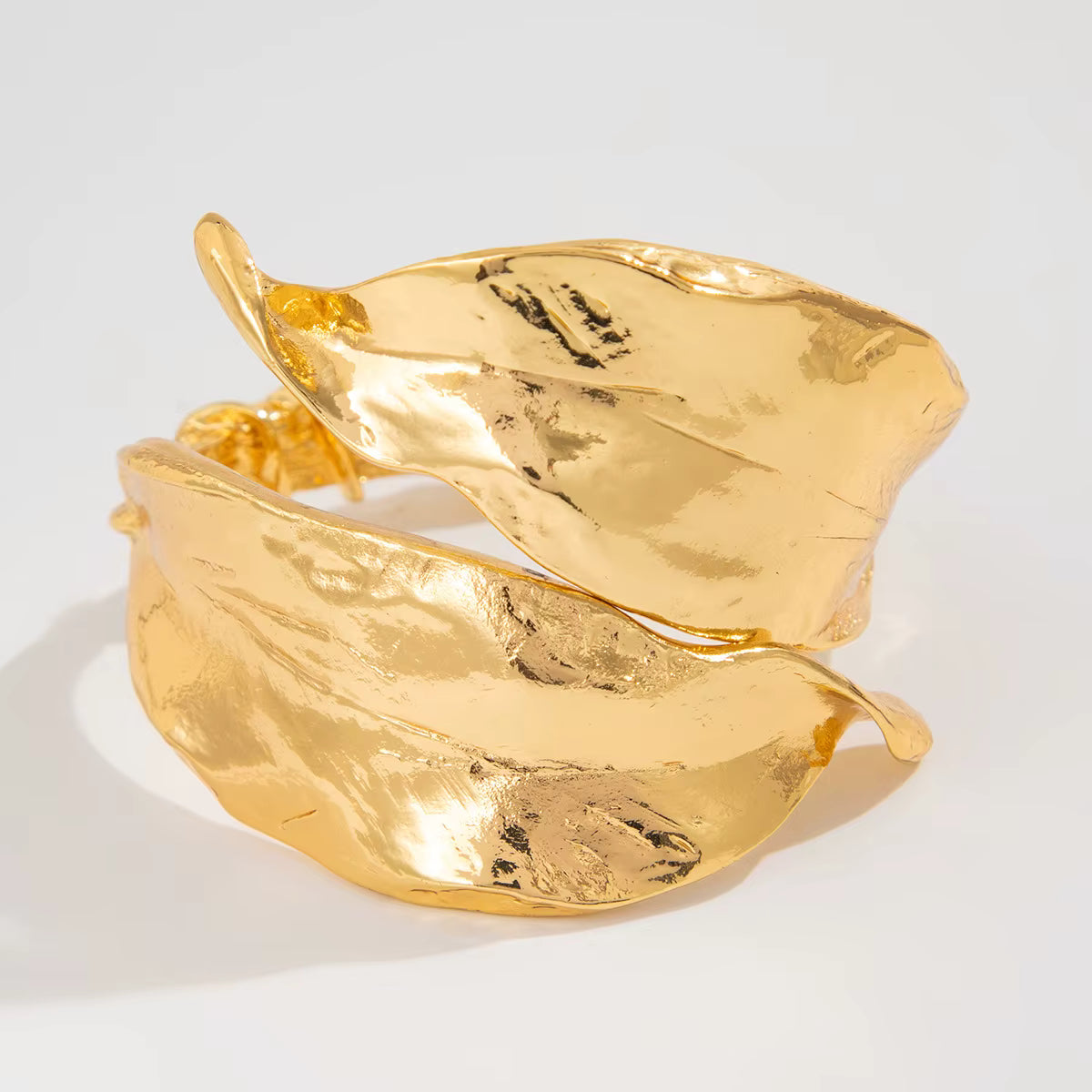 BOTANICA GILDED LEAF SCULPTURAL CUFF BRACELET
