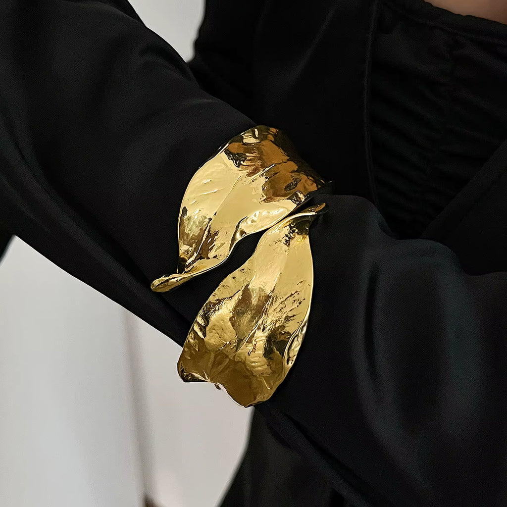 BOTANICA GILDED LEAF SCULPTURAL CUFF BRACELET