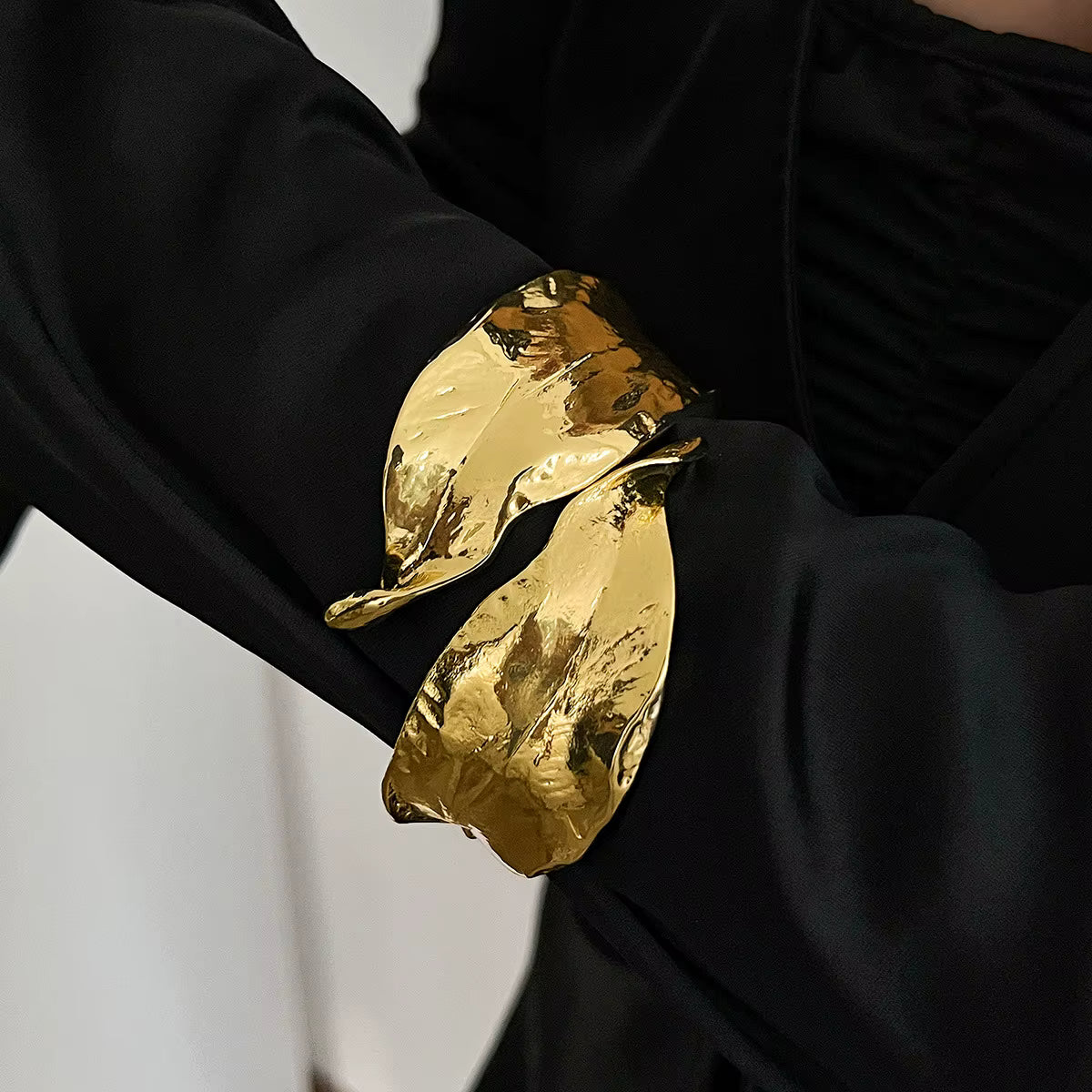 BOTANICA GILDED LEAF SCULPTURAL CUFF BRACELET