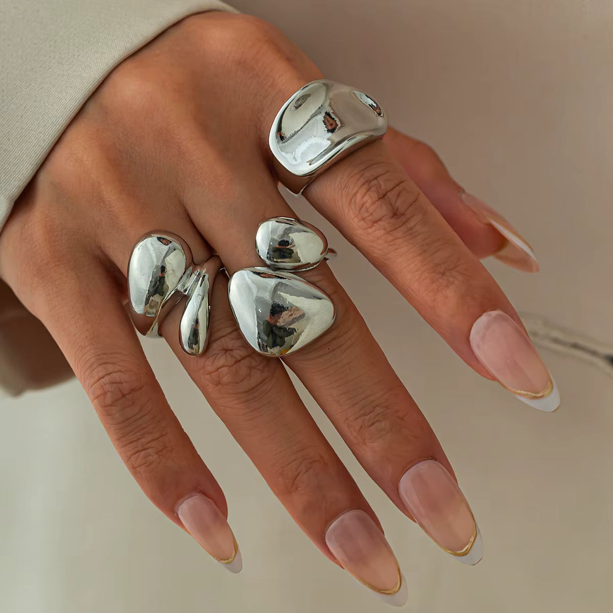 GOLD ABSTRACT RING SET (3 pcs)