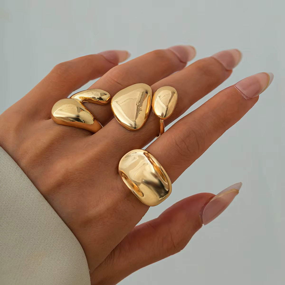 GOLD ABSTRACT RING SET (3 pcs)