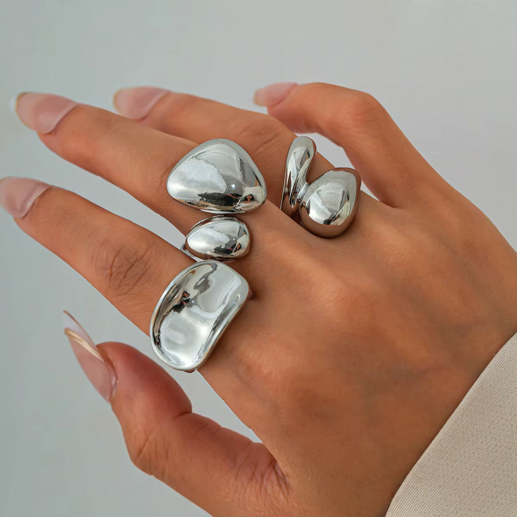 GOLD ABSTRACT RING SET (3 pcs)