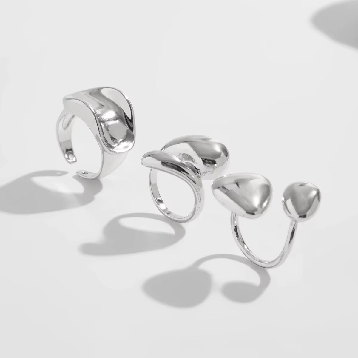 GOLD ABSTRACT RING SET (3 pcs)
