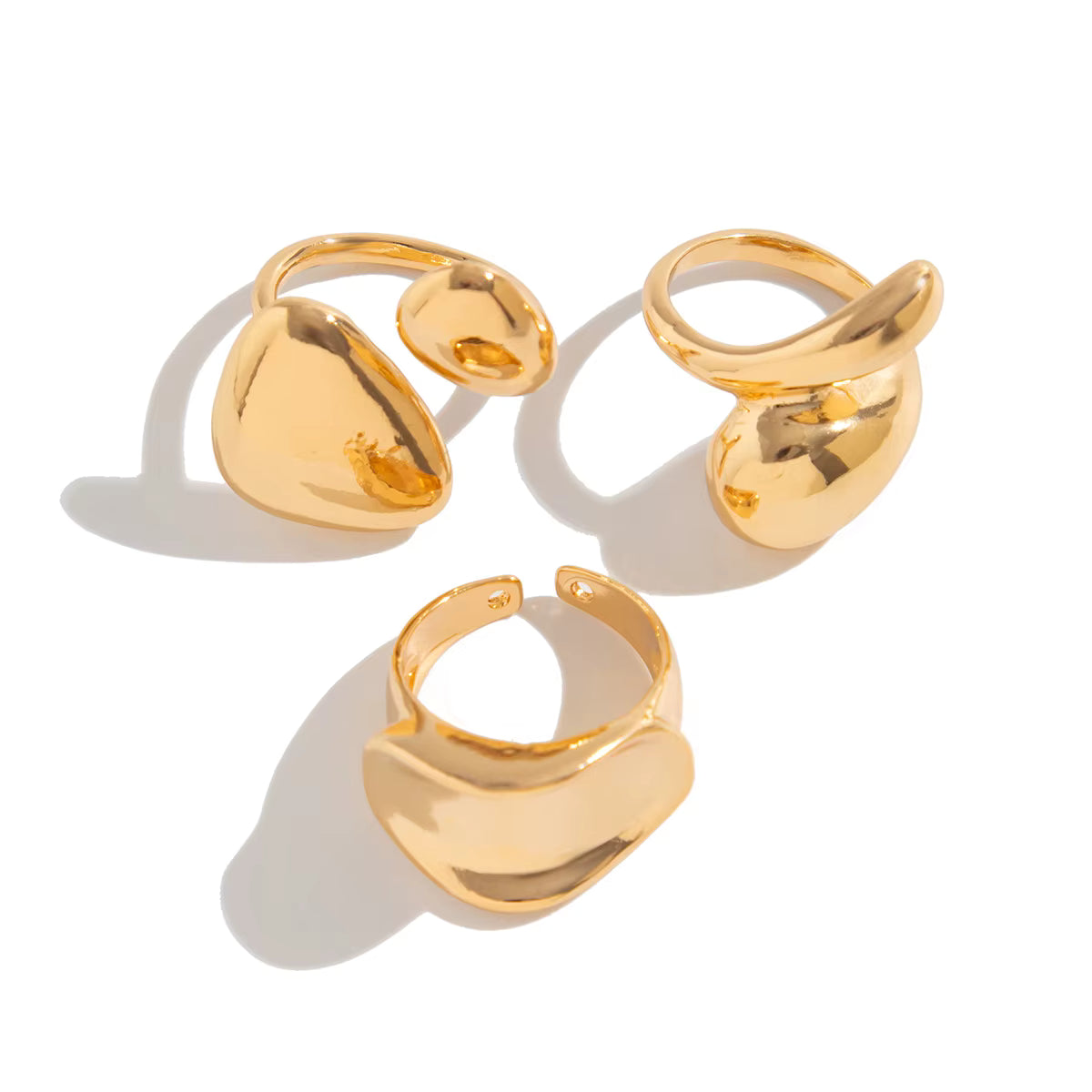 GOLD ABSTRACT RING SET (3 pcs)