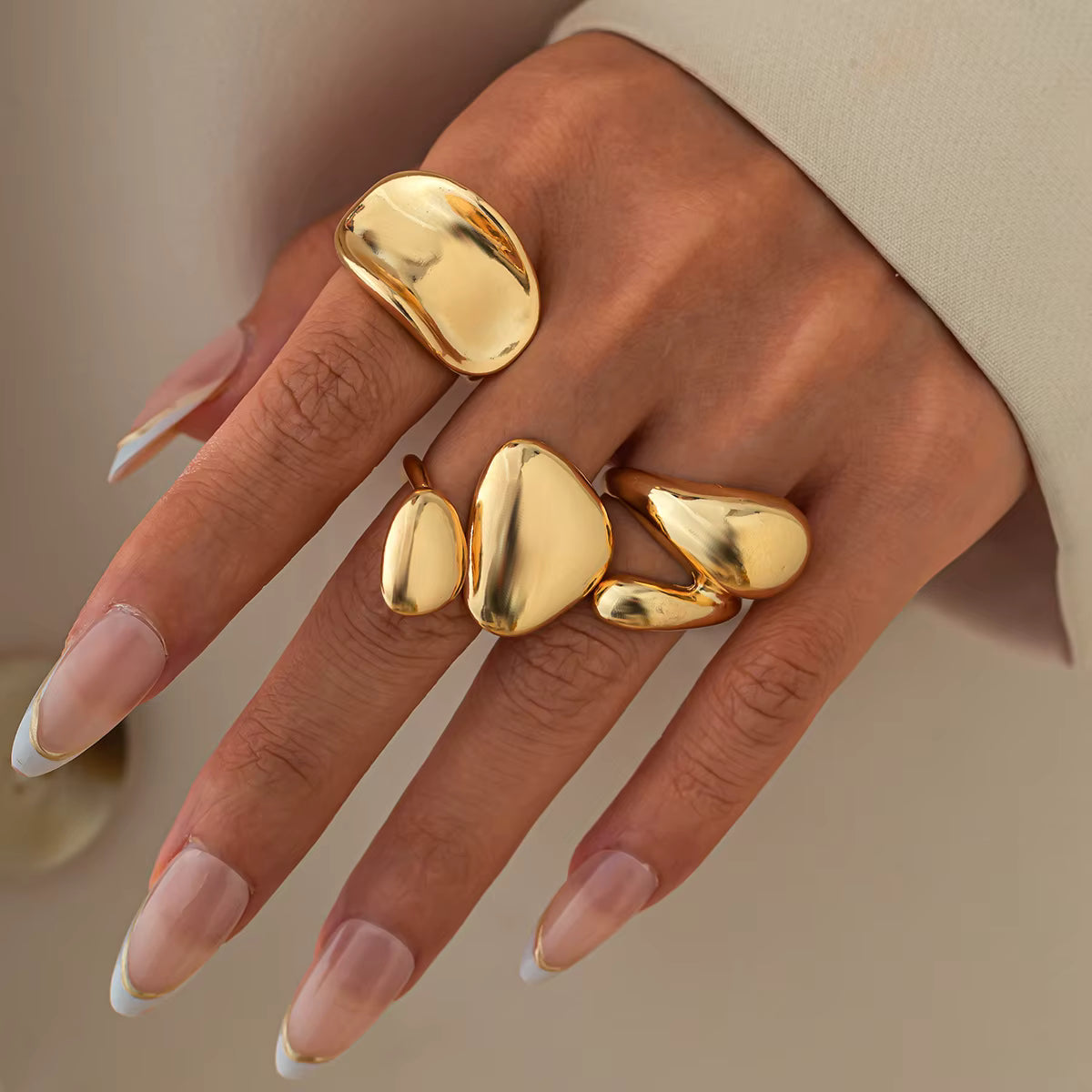 GOLD ABSTRACT RING SET (3 pcs)