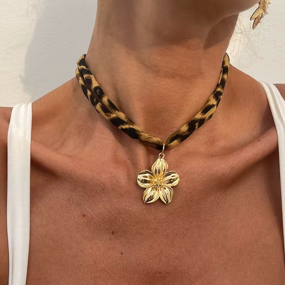 BOTANICA WILD BLOOM LEOPARD CHOKER NECKLACE