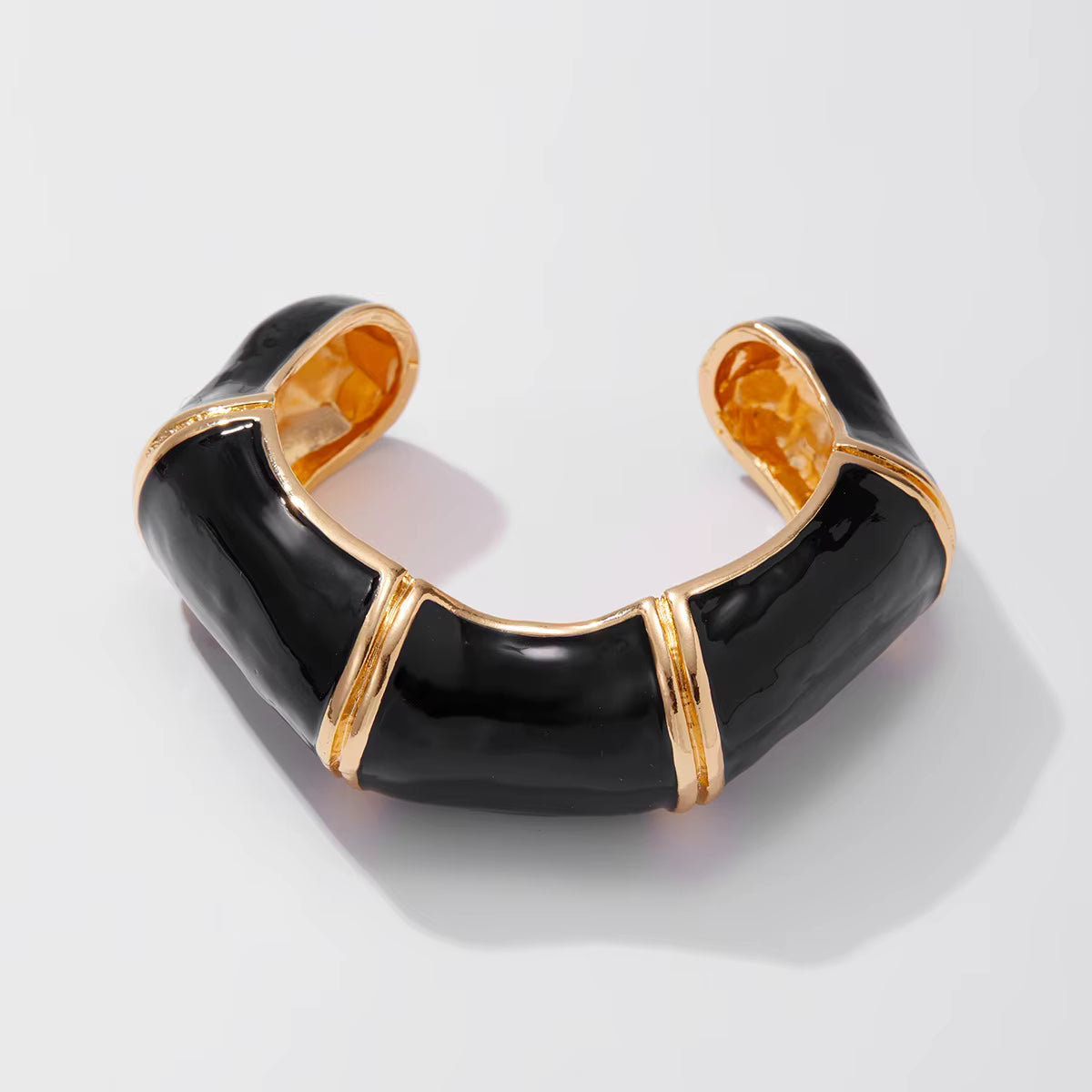 VINTAGE ONYX ENAMEL CUFF BRACELET
