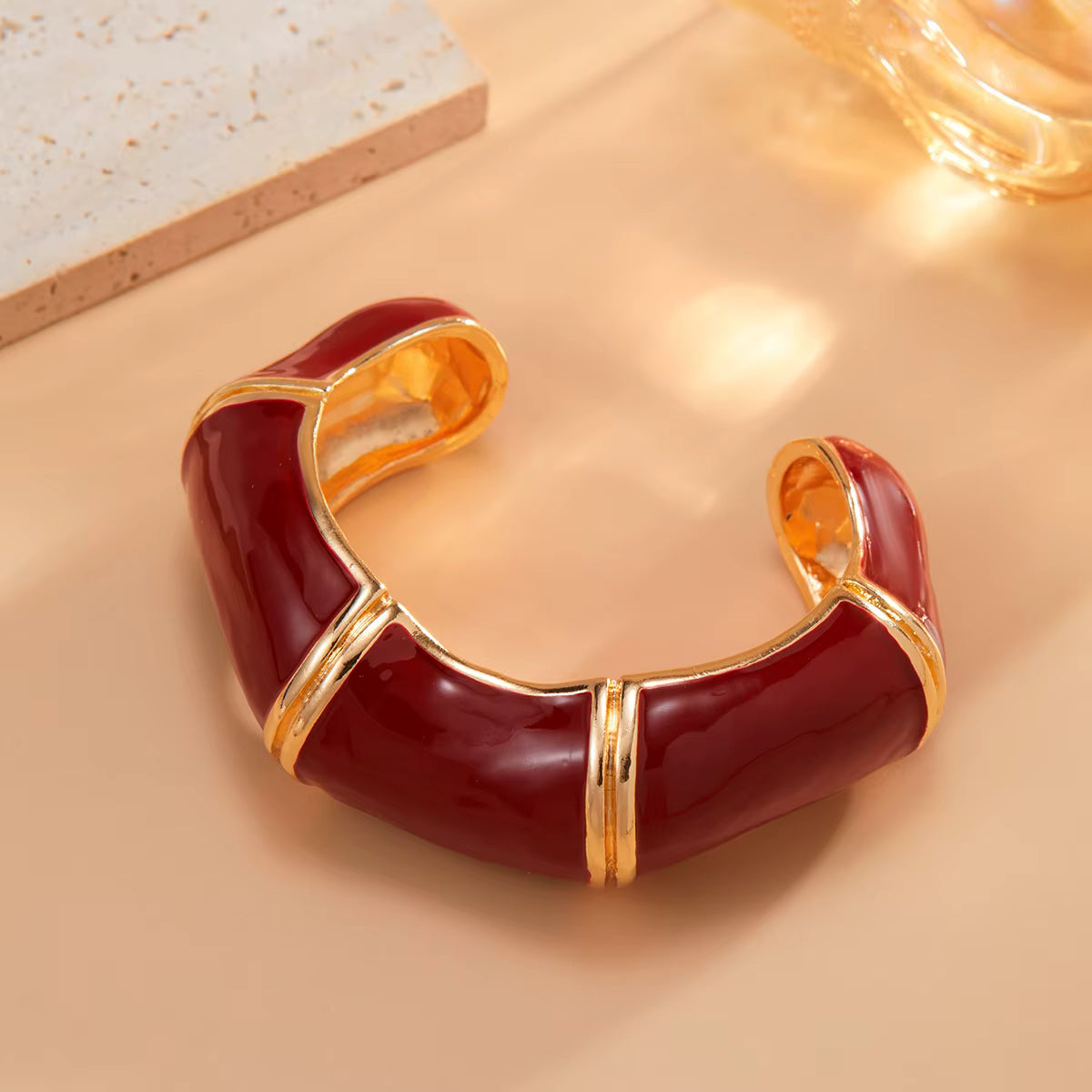 VINTAGE ONYX ENAMEL CUFF BRACELET