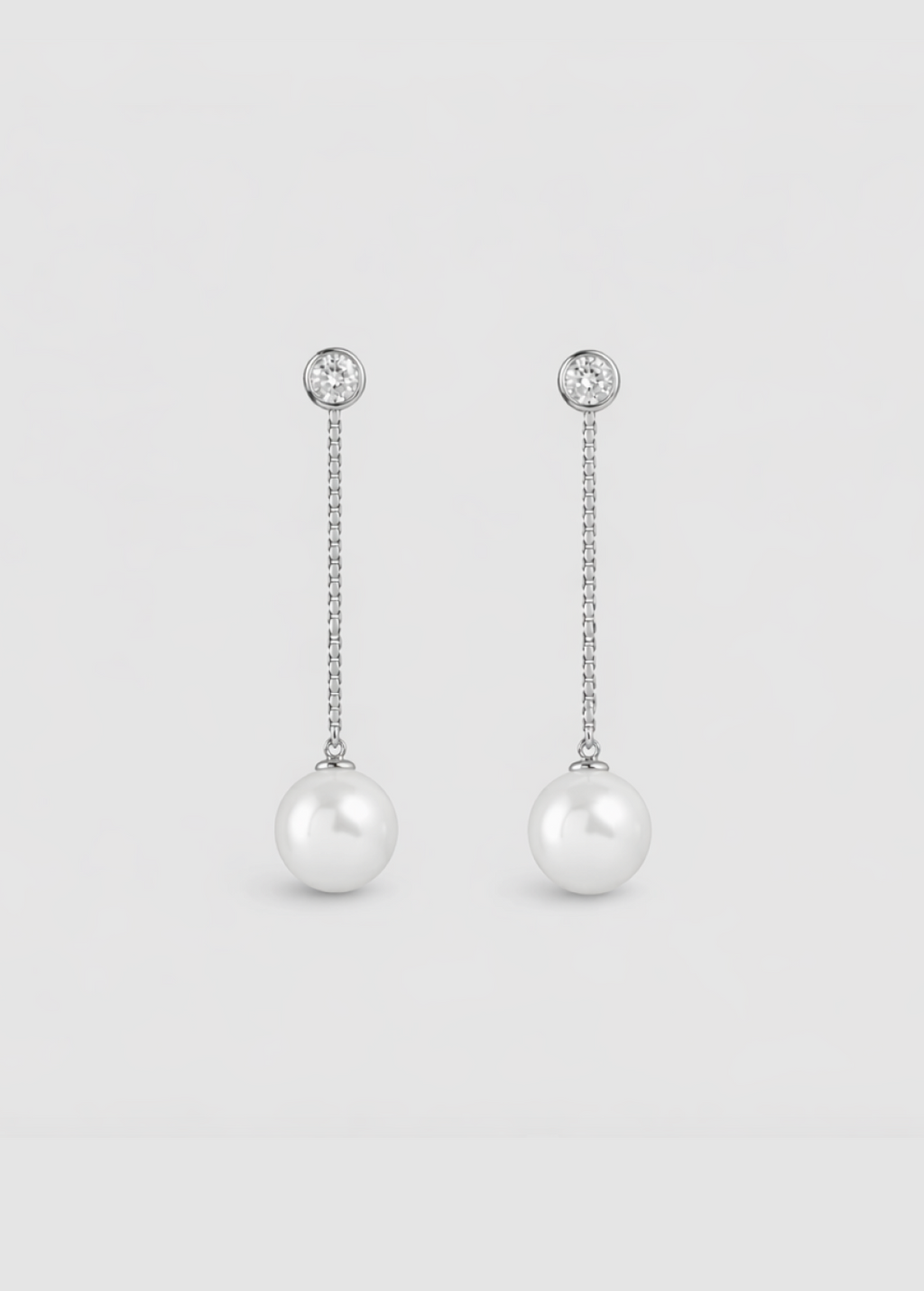 Pearl drop chain earrings gold-plated stainless steel by Theviloa