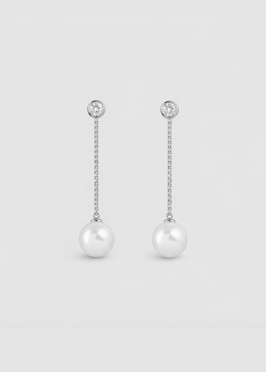 Pearl drop chain earrings gold-plated stainless steel by Theviloa