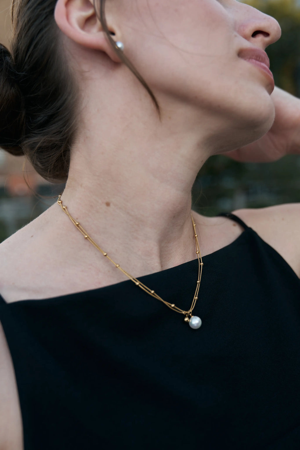 LINK PEARL LAYERED NECKLACE