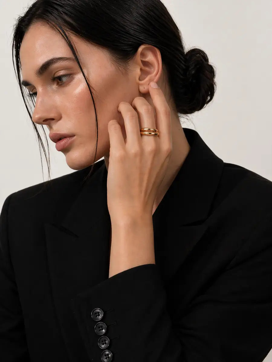 LAYER GEOMETRIC STACK RING