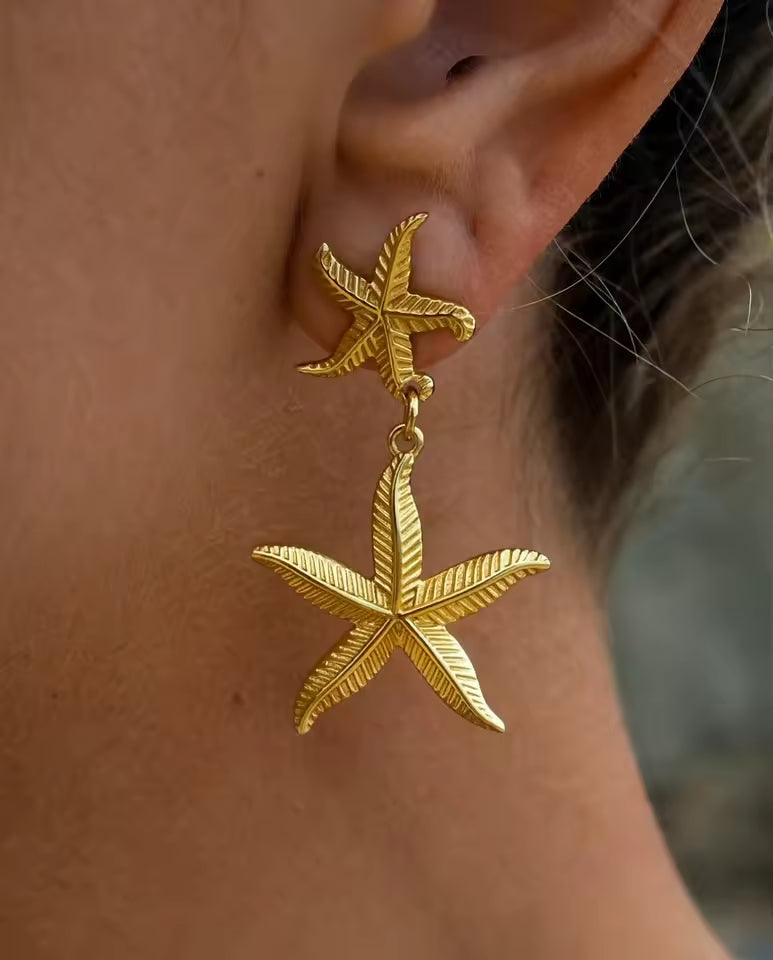 SEA GOLD STARFISH PENDANT EARRINGS