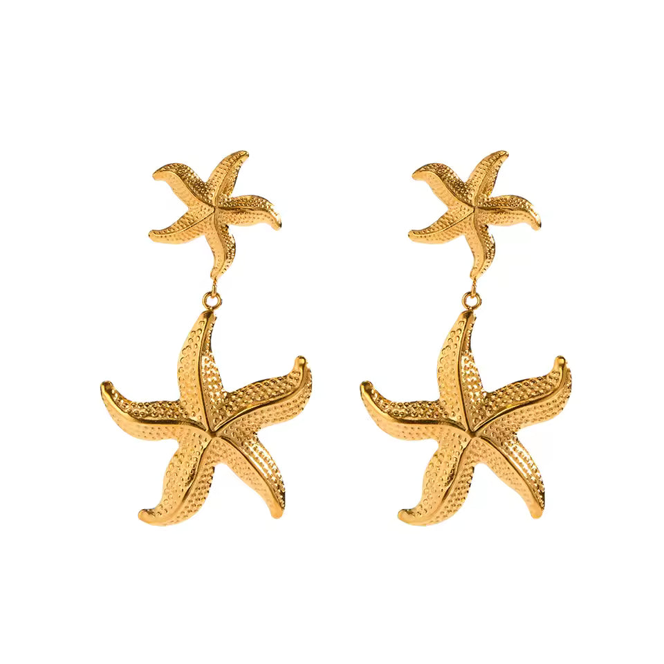 SEA GOLD STARFISH PENDANT EARRINGS