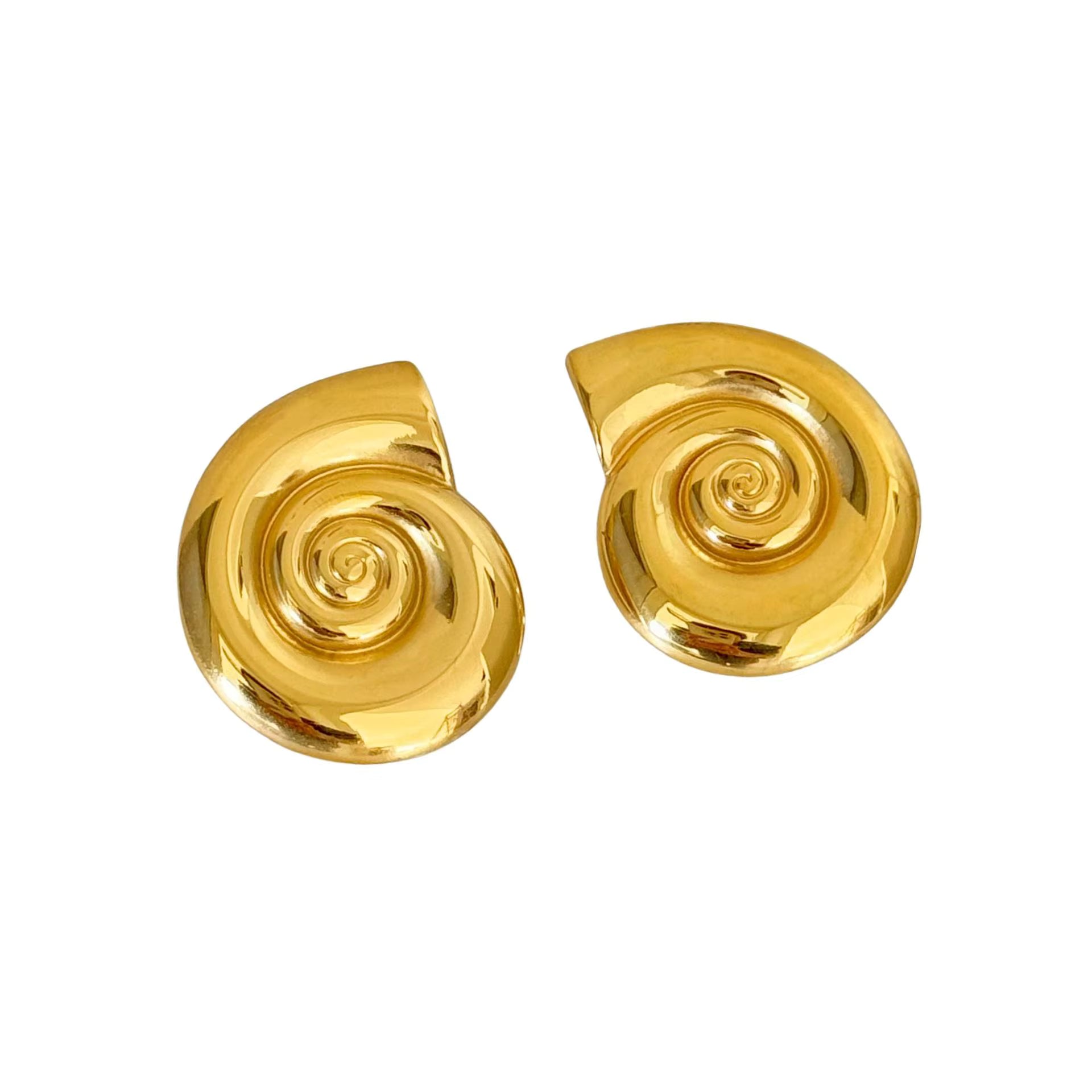 GOLDEN SPIRAL SHELL EARRINGS