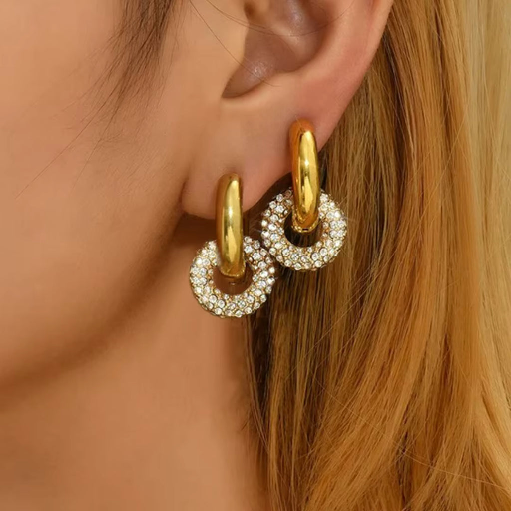 CRYSTAL LOOP STATEMENT EARRINGS