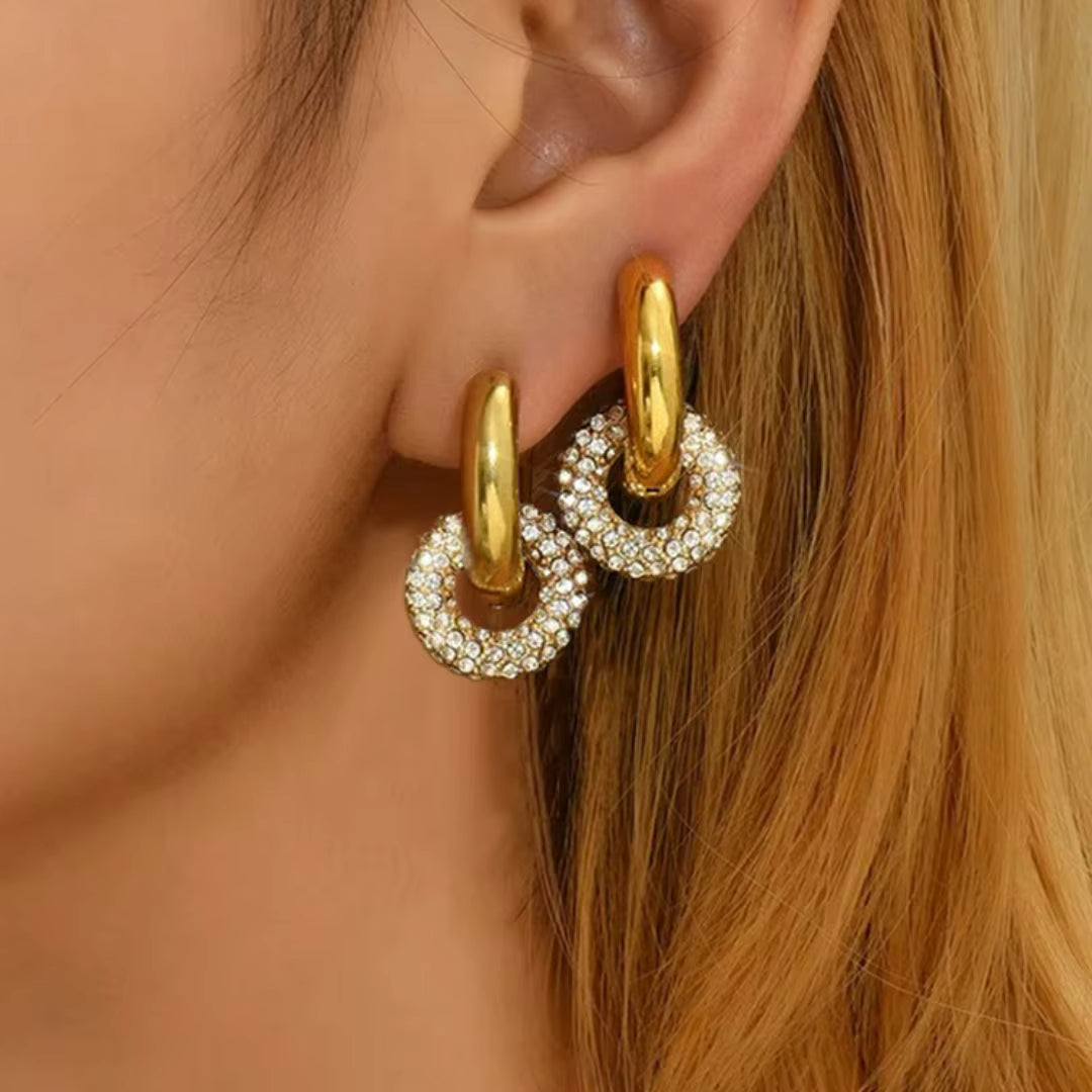 CRYSTAL LOOP STATEMENT EARRINGS