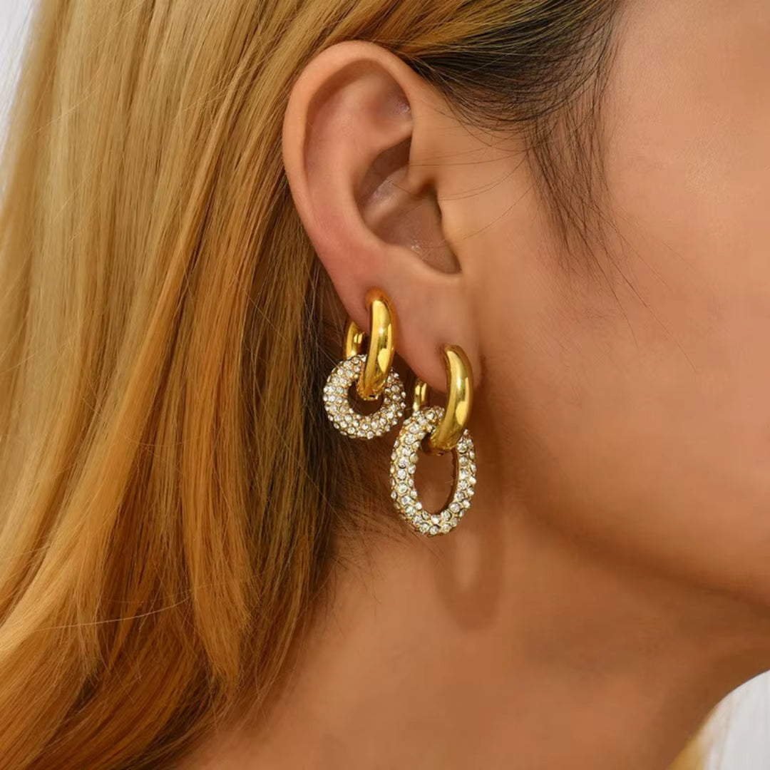 CRYSTAL LOOP STATEMENT EARRINGS