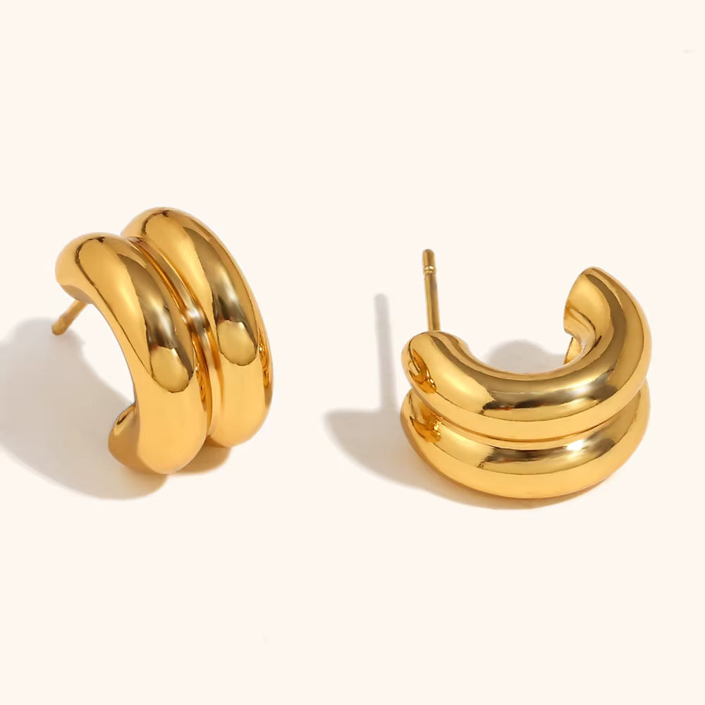 CLASSIC DOUBLE HOOP STUD EARRINGS