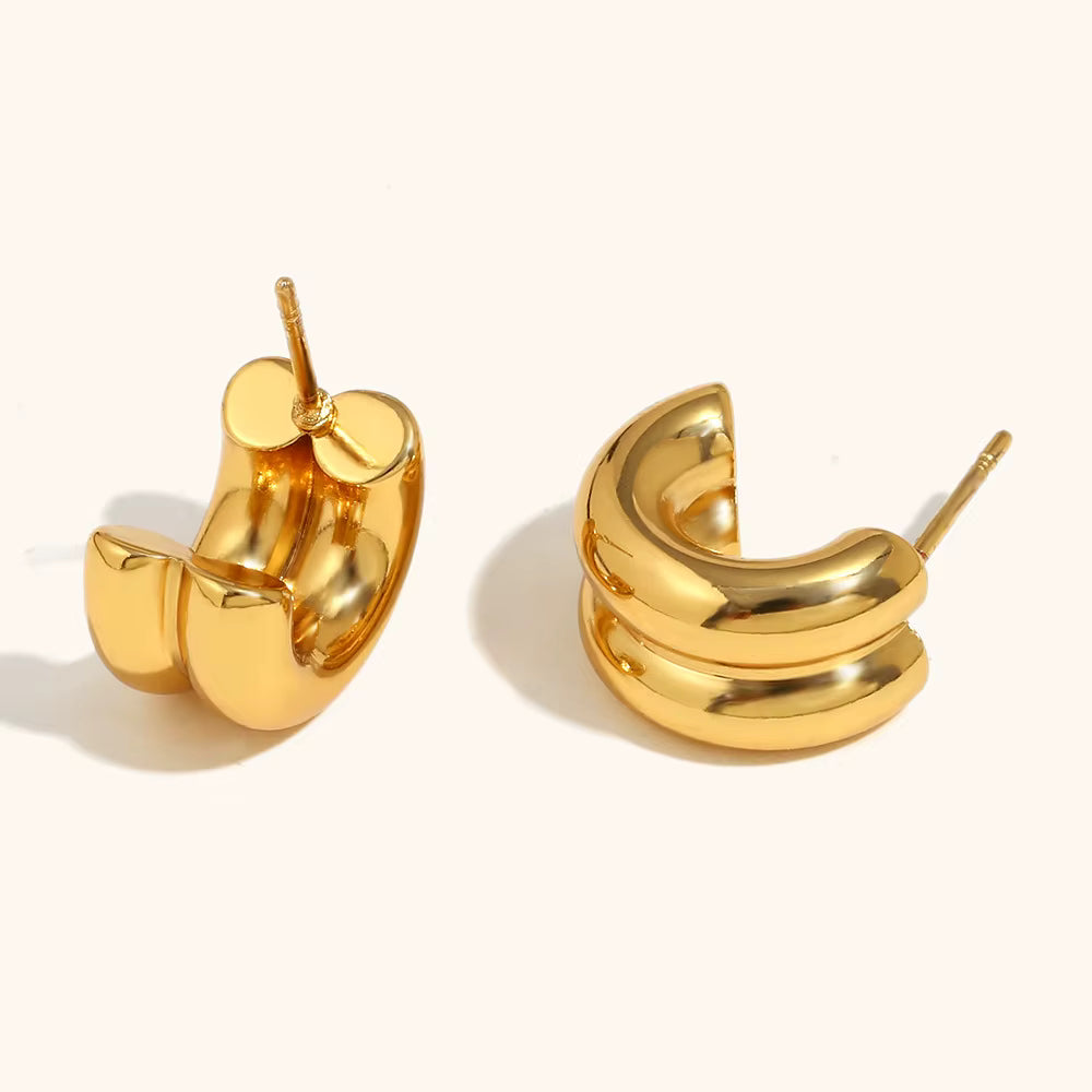 CLASSIC DOUBLE HOOP STUD EARRINGS
