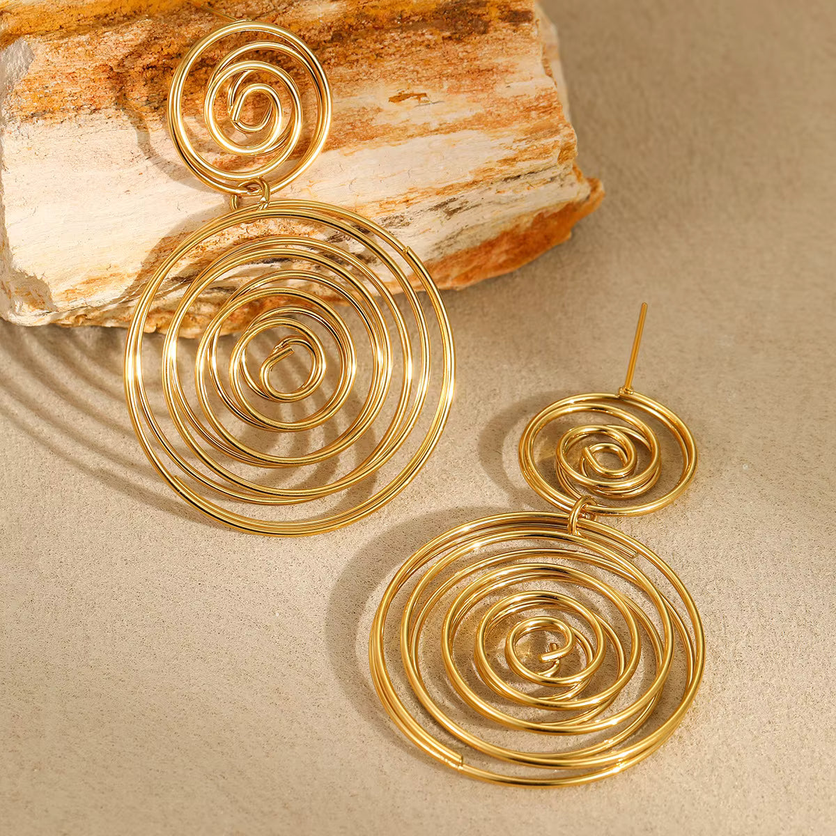 GOLDEN SPIRAL DROP EARRINGS