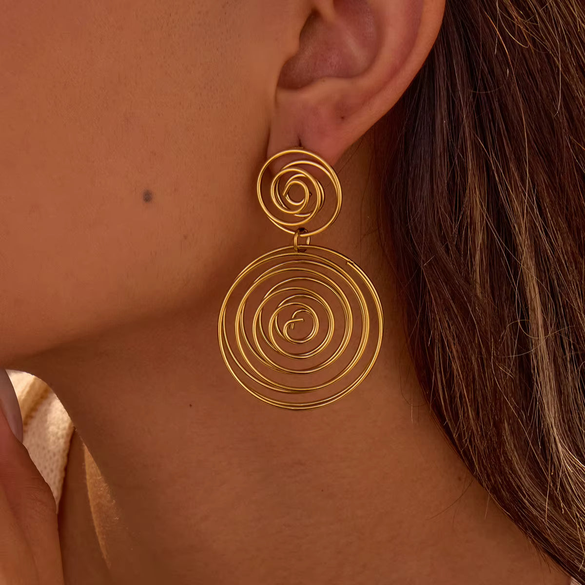 GOLDEN SPIRAL DROP EARRINGS