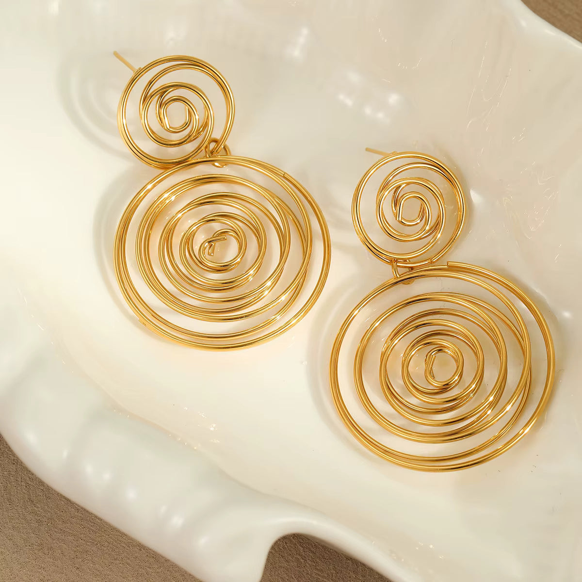 GOLDEN SPIRAL DROP EARRINGS