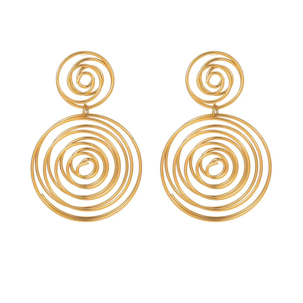 GOLDEN SPIRAL DROP EARRINGS